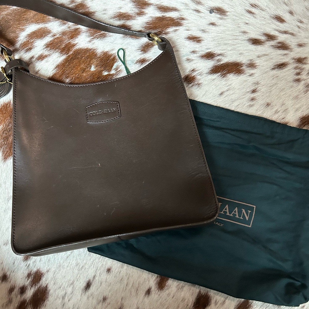 Classic Cole Haan deep brown structured shoulder bag
